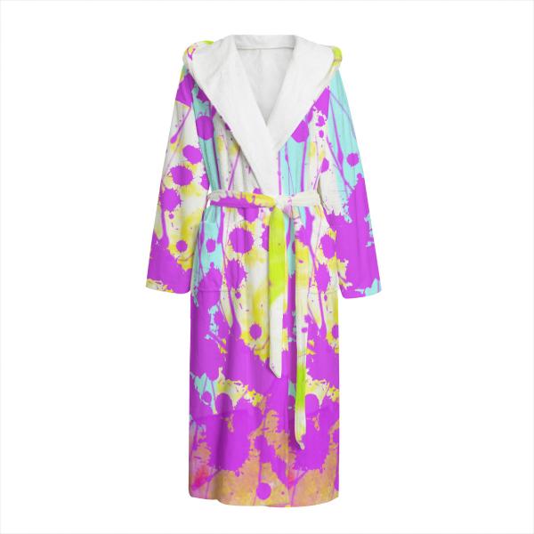 Bunter Bademantel Cindy aus Flanell – flauschig & farbenfroh, Größen S–2XL